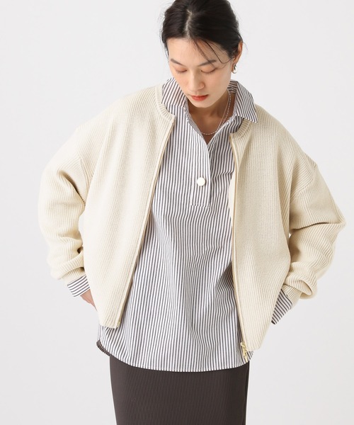 Elura(エルーラ)の「リネンライクジップカーディガン/646535(カーディガン/ボレロ・レディース・ダークブラウン/ベージュ/オフホワイト・FREE)」の2枚目の写真