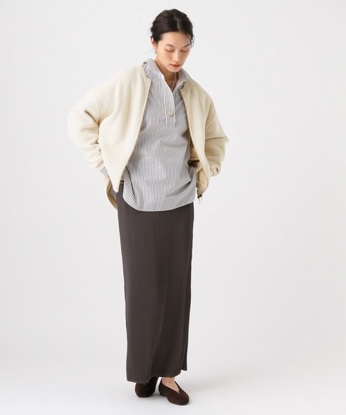 Elura(エルーラ)の「リネンライクジップカーディガン/646535(カーディガン/ボレロ・レディース・ダークブラウン/ベージュ/オフホワイト・FREE)」の5枚目の写真