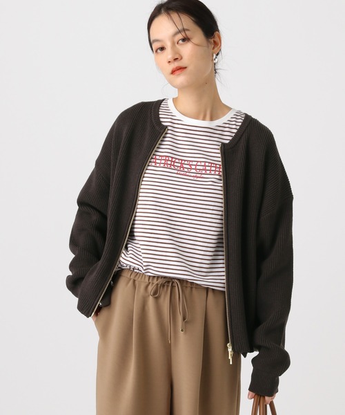 Elura(エルーラ)の「リネンライクジップカーディガン/646535(カーディガン/ボレロ・レディース・ダークブラウン/ベージュ/オフホワイト・FREE)」の14枚目の写真
