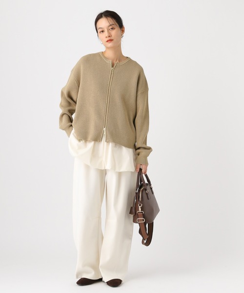 Elura(エルーラ)の「リネンライクジップカーディガン/646535(カーディガン/ボレロ・レディース・ダークブラウン/ベージュ/オフホワイト・FREE)」の10枚目の写真