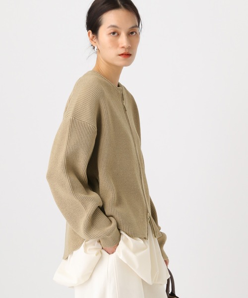 Elura(エルーラ)の「リネンライクジップカーディガン/646535(カーディガン/ボレロ・レディース・ダークブラウン/ベージュ/オフホワイト・FREE)」の8枚目の写真