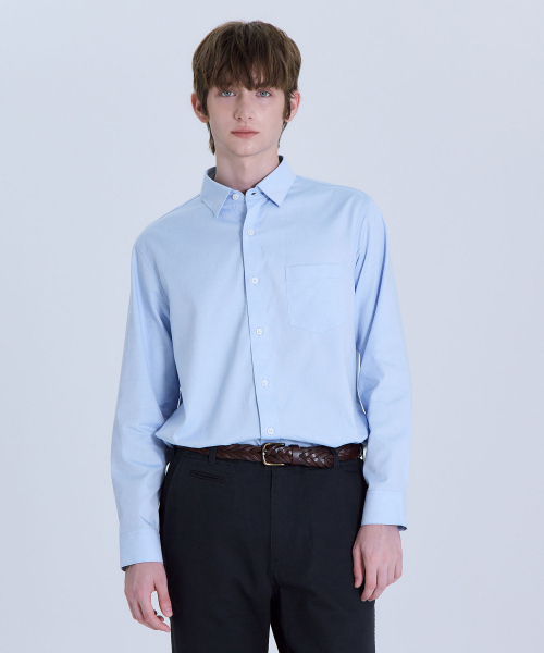 BASIC HOUSE(ベーシックハウス)の「プレミアムオックスフォードレギュラーフィット長袖シャツブルーLYWS0102(シャツ/ブラウス・メンズ・ブルー・FREE)」の8枚目の写真