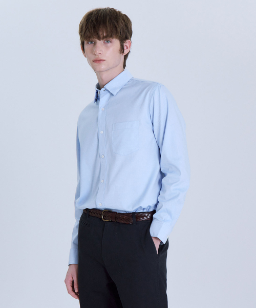 BASIC HOUSE(ベーシックハウス)の「プレミアムオックスフォードレギュラーフィット長袖シャツブルーLYWS0102(シャツ/ブラウス・メンズ・ブルー・FREE)」の9枚目の写真