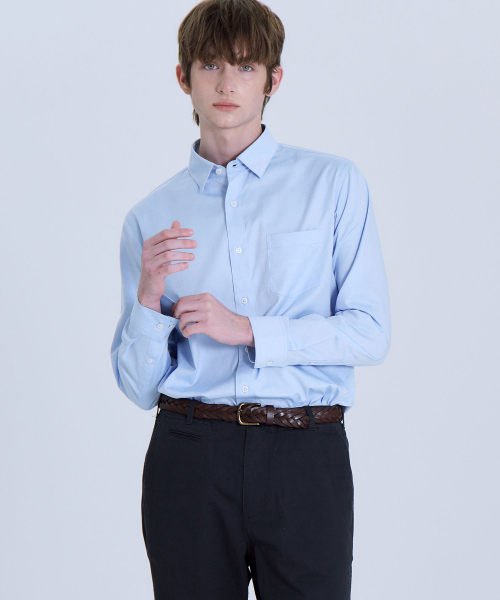 BASIC HOUSE(ベーシックハウス)の「プレミアムオックスフォードレギュラーフィット長袖シャツブルーLYWS0102(シャツ/ブラウス・メンズ・ブルー・FREE)」の10枚目の写真