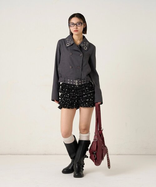 WHO'S WHO gallery（フーズフーギャラリー）の「TRアイレットショートPジャケット（ピーコート・レディース・ネイビー/ブラウン/チャコールグレー・FREE）」の8枚目の写真