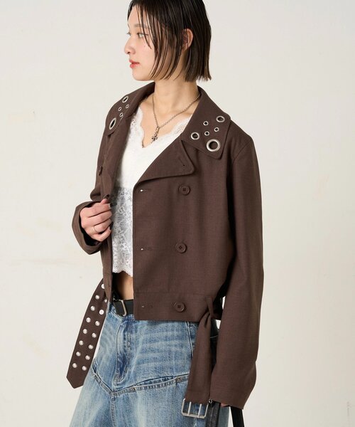 WHO'S WHO gallery（フーズフーギャラリー）の「TRアイレットショートPジャケット（ピーコート・レディース・ネイビー/ブラウン/チャコールグレー・FREE）」の11枚目の写真