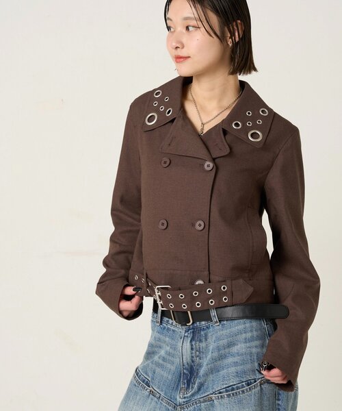 WHO'S WHO gallery（フーズフーギャラリー）の「TRアイレットショートPジャケット（ピーコート・レディース・ネイビー/ブラウン/チャコールグレー・FREE）」の13枚目の写真