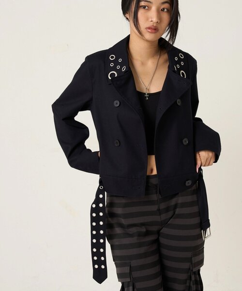 WHO'S WHO gallery（フーズフーギャラリー）の「TRアイレットショートPジャケット（ピーコート・レディース・ネイビー/ブラウン/チャコールグレー・FREE）」の18枚目の写真