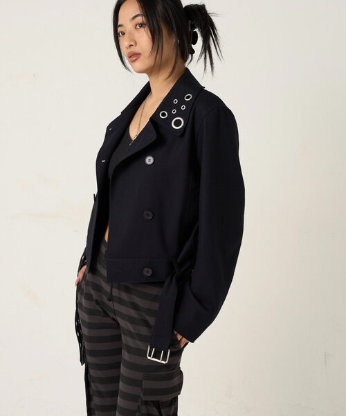 WHO'S WHO gallery（フーズフーギャラリー）の「TRアイレットショートPジャケット（ピーコート・レディース・ネイビー/ブラウン/チャコールグレー・FREE）」の20枚目の写真