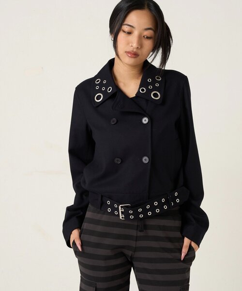 WHO'S WHO gallery（フーズフーギャラリー）の「TRアイレットショートPジャケット（ピーコート・レディース・ネイビー/ブラウン/チャコールグレー・FREE）」の21枚目の写真