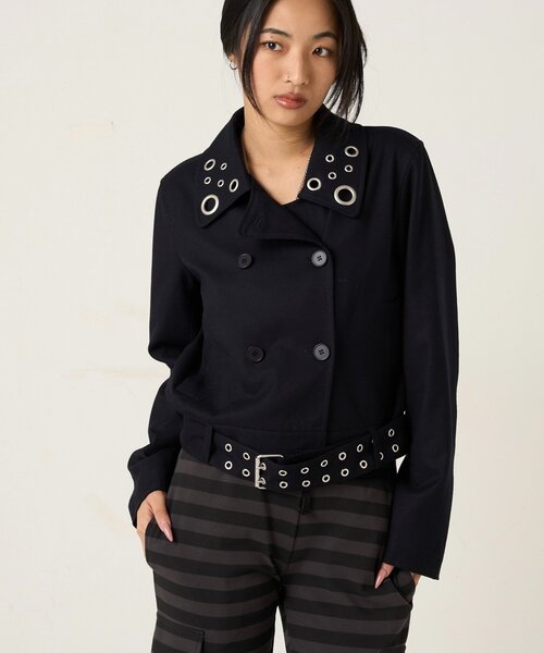 WHO'S WHO gallery（フーズフーギャラリー）の「TRアイレットショートPジャケット（ピーコート・レディース・ネイビー/ブラウン/チャコールグレー・FREE）」の22枚目の写真