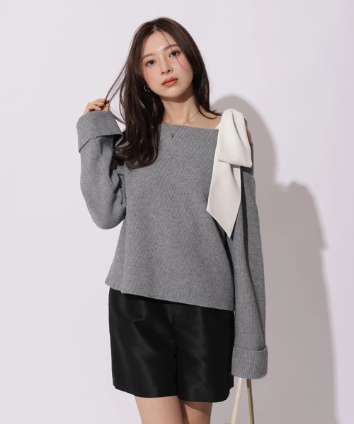 Apuweiser-riche（アプワイザーリッシェ）の「スプリングショルダーリボンゆるニット（ニット/セーター・レディース・グリーン系その他2/ライトグレー/ホワイト/ピンク・2）」の20枚目の写真