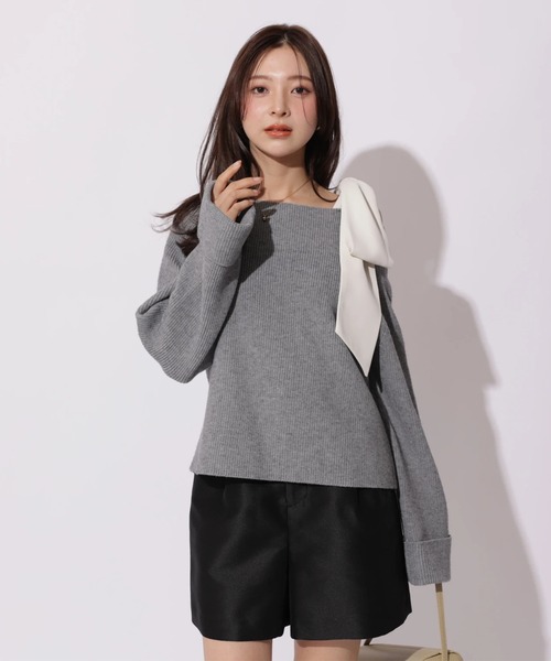 Apuweiser-riche（アプワイザーリッシェ）の「スプリングショルダーリボンゆるニット（ニット/セーター・レディース・グリーン系その他2/ライトグレー/ホワイト/ピンク・2）」の21枚目の写真