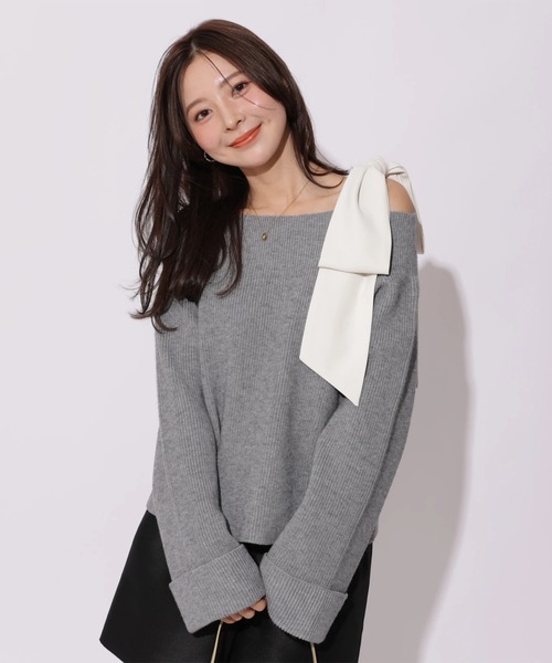 Apuweiser-riche（アプワイザーリッシェ）の「スプリングショルダーリボンゆるニット（ニット/セーター・レディース・グリーン系その他2/ライトグレー/ホワイト/ピンク・2）」の22枚目の写真