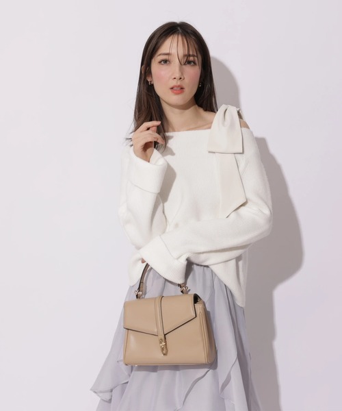 スプリングショルダーリボンゆるニット（ニット/セーター）｜Apuweiser