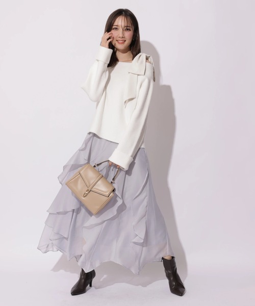 Apuweiser-riche（アプワイザーリッシェ）の「スプリングショルダーリボンゆるニット（ニット/セーター・レディース・グリーン系その他2/ライトグレー/ホワイト/ピンク・2）」の5枚目の写真