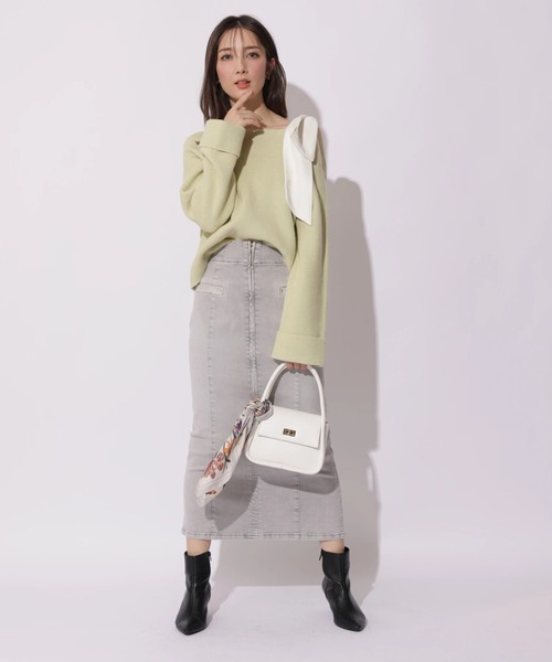 Apuweiser-riche（アプワイザーリッシェ）の「スプリングショルダーリボンゆるニット（ニット/セーター・レディース・グリーン系その他2/ライトグレー/ホワイト/ピンク・2）」の14枚目の写真