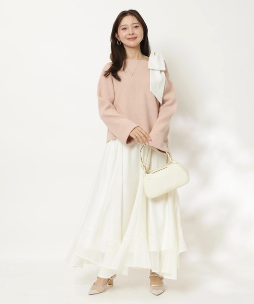 スプリングショルダーリボンゆるニット（ニット/セーター）｜Apuweiser