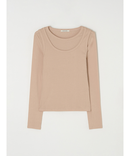 BEMUSE MANSION(ビミューズマンション)の「U-neck ribbed layered t shirt set - Salmon Peach(Tシャツ/カットソー・レディース・その他・FREE)」の6枚目の写真