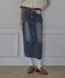WREN CARGO POCKET DENIM LONG SKIRT_3COLORS_GRAY BLUE