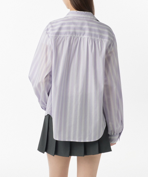 MUSINSA STANDARD WOMAN（ムシンサスタンダードウーマン）の「ウィメンズリラックスドマルチストライプシャツ[ラベンダー]（シャツ/ブラウス・レディース・その他・SMALL/MEDIUM/LARGE/X-SMALL）」の2枚目の写真