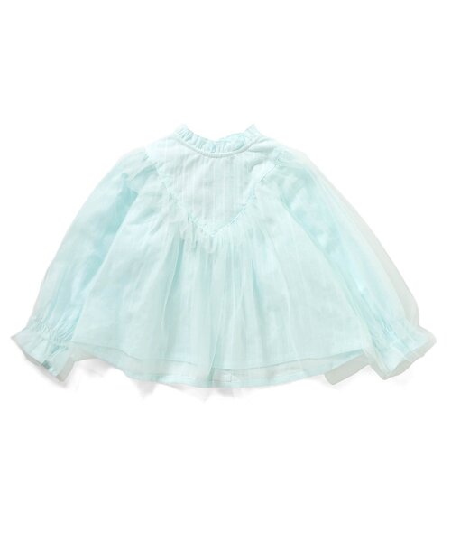 apres les cours(アプレレクール)の「チュールヨークフリルブラウス_ジュニア対応(シャツ/ブラウス・キッズ・ミント/オフホワイト・130/120/110/100/90/80/140)」の2枚目の写真