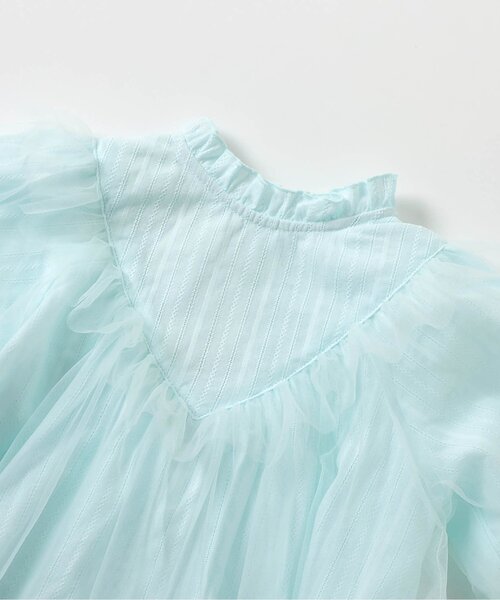 apres les cours(アプレレクール)の「チュールヨークフリルブラウス_ジュニア対応(シャツ/ブラウス・キッズ・ミント/オフホワイト・130/120/110/100/90/80/140)」の10枚目の写真