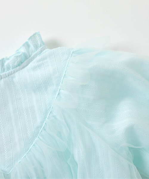 apres les cours(アプレレクール)の「チュールヨークフリルブラウス_ジュニア対応(シャツ/ブラウス・キッズ・ミント/オフホワイト・130/120/110/100/90/80/140)」の12枚目の写真