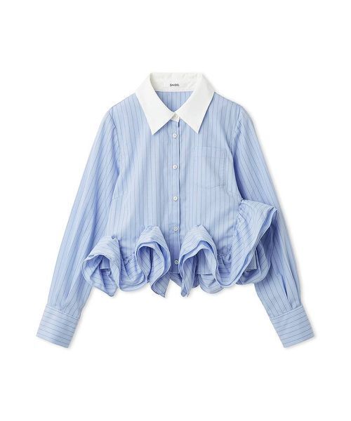 SNIDEL（スナイデル）の「ヘムボリュームシャツ（シャツ/ブラウス・レディース・ホワイト/ストライプ/ネイビー・F）」の21枚目の写真