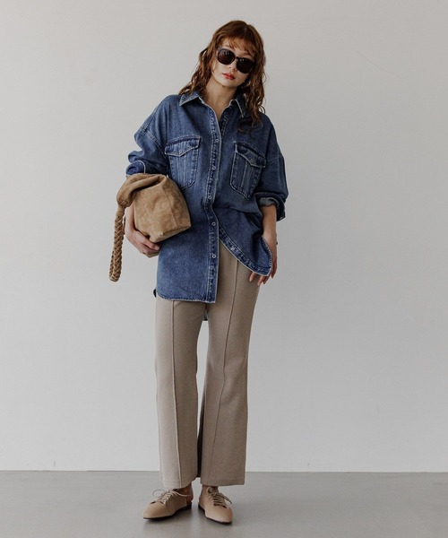 BAYFLOW（ベイフロー）の「[羽織りとしても活躍♪]デニムチュニック（シャツ/ブラウス・レディース・インディゴブルー/サックスブルー・FREE）」の17枚目の写真