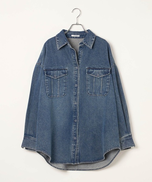 BAYFLOW（ベイフロー）の「[羽織りとしても活躍♪]デニムチュニック（シャツ/ブラウス・レディース・インディゴブルー/サックスブルー・FREE）」の22枚目の写真