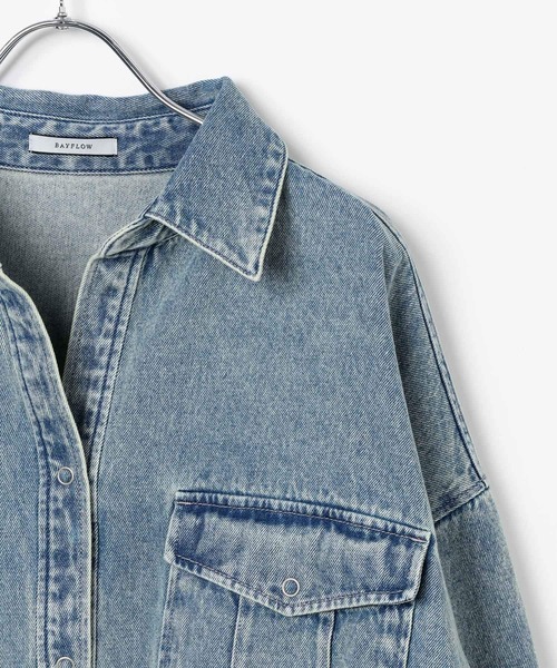 BAYFLOW（ベイフロー）の「[羽織りとしても活躍♪]デニムチュニック（シャツ/ブラウス・レディース・インディゴブルー/サックスブルー・FREE）」の7枚目の写真