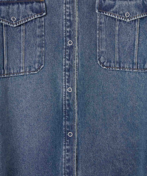 BAYFLOW（ベイフロー）の「[羽織りとしても活躍♪]デニムチュニック（シャツ/ブラウス・レディース・インディゴブルー/サックスブルー・FREE）」の14枚目の写真