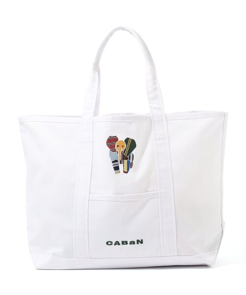 caban（キャバン）の「Elephant刺繍 プレイフルトートバッグ（トートバッグ・メンズ・ネイビー/イエロー/グリーン/ホワイト/ライトブルー/ブラック・FREE）」の2枚目の写真
