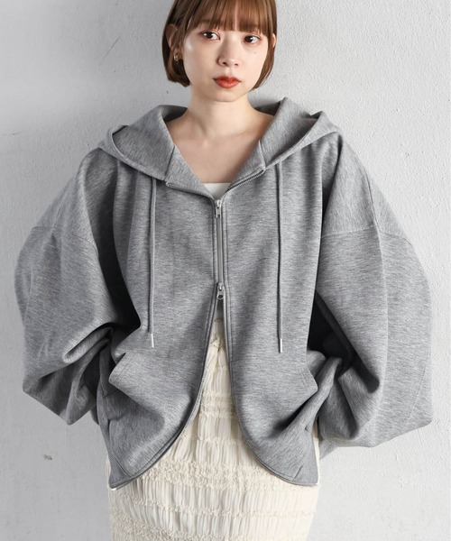 tiptop(ティップトップ)の「【丈が選べる】ダンボールダブルジップパーカー(パーカー・レディース・グレー/ブラック系その他/ブラック/グレー系その他・SHORT/LONG)」の1枚目の写真
