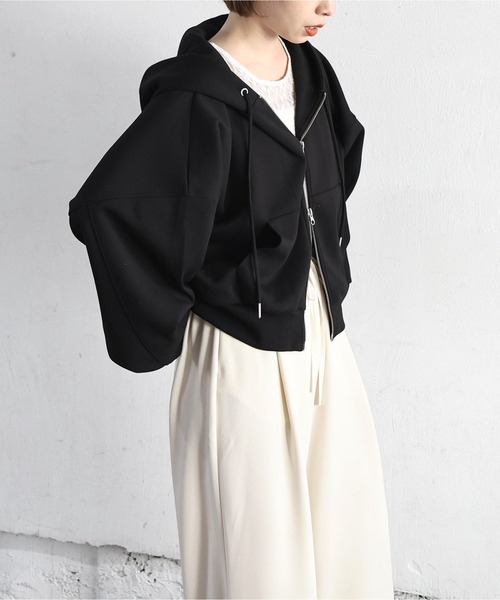 tiptop(ティップトップ)の「【丈が選べる】ダンボールダブルジップパーカー(パーカー・レディース・グレー/ブラック系その他/ブラック/グレー系その他・SHORT/LONG)」の9枚目の写真