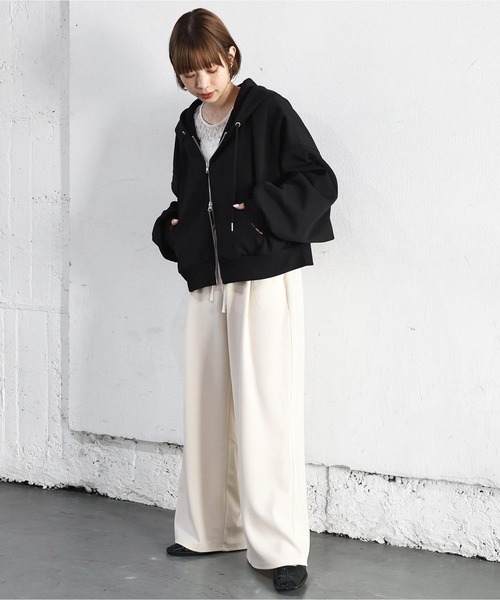 tiptop(ティップトップ)の「【丈が選べる】ダンボールダブルジップパーカー(パーカー・レディース・グレー/ブラック系その他/ブラック/グレー系その他・SHORT/LONG)」の11枚目の写真