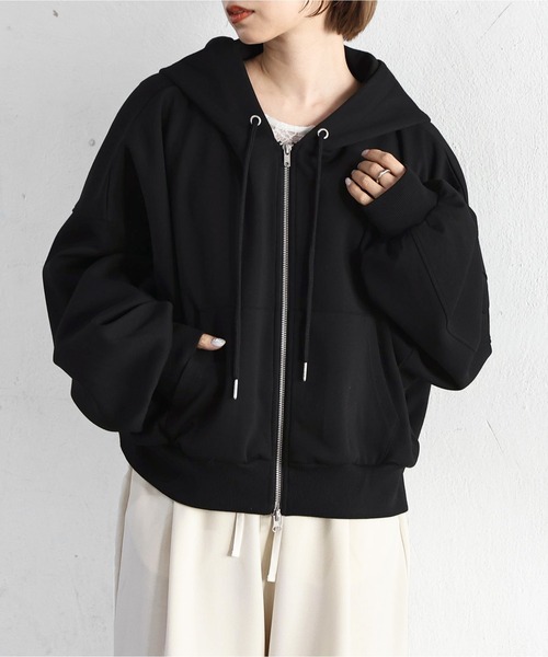 tiptop(ティップトップ)の「【丈が選べる】ダンボールダブルジップパーカー(パーカー・レディース・グレー/ブラック系その他/ブラック/グレー系その他・SHORT/LONG)」の17枚目の写真