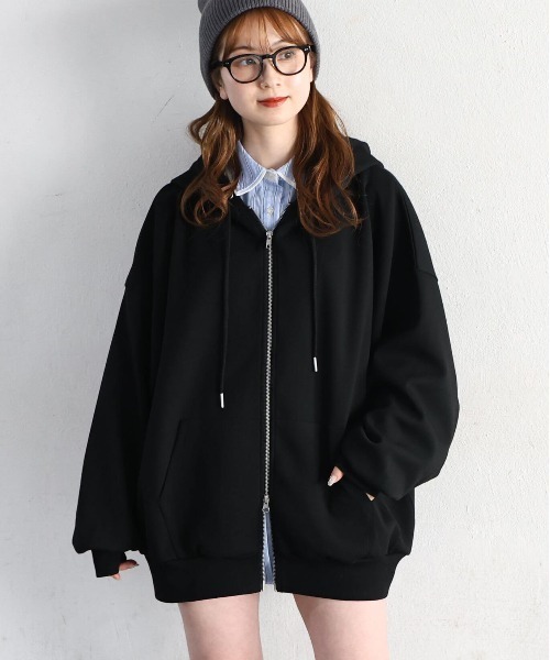 tiptop(ティップトップ)の「【丈が選べる】ダンボールダブルジップパーカー(パーカー・レディース・グレー/ブラック系その他/ブラック/グレー系その他・SHORT/LONG)」の20枚目の写真