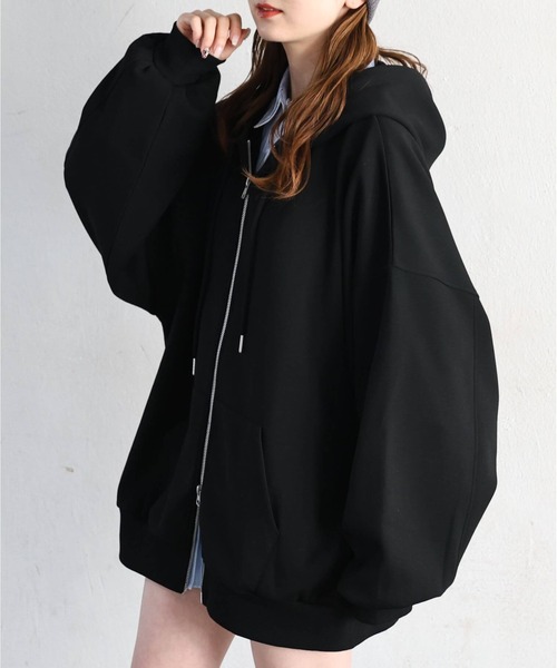 tiptop(ティップトップ)の「【丈が選べる】ダンボールダブルジップパーカー(パーカー・レディース・グレー/ブラック系その他/ブラック/グレー系その他・SHORT/LONG)」の21枚目の写真