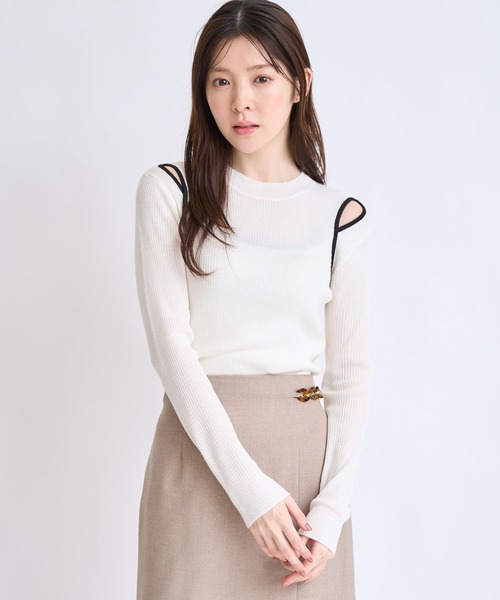 NOELA(ノエラ)の「ショルダーカットニット(ニット/セーター・レディース・グレー/オフホワイト/イエロー・フリー)」の5枚目の写真