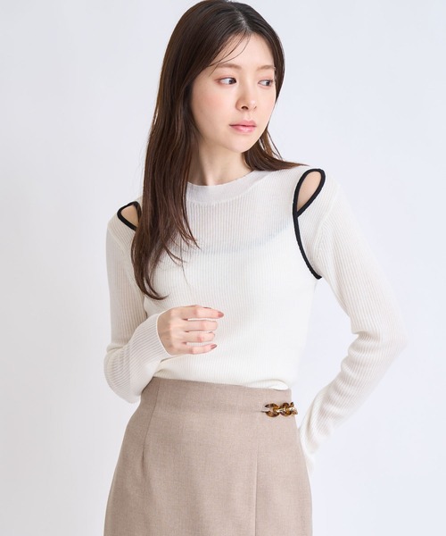 NOELA(ノエラ)の「ショルダーカットニット(ニット/セーター・レディース・グレー/オフホワイト/イエロー・フリー)」の7枚目の写真