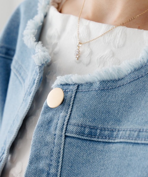 flower（フラワー）の「デニムフレアジャケット2（デニムジャケット・レディース・ブルー/アイボリー・FREE）」の20枚目の写真