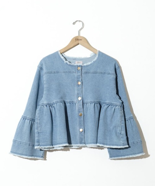 flower（フラワー）の「デニムフレアジャケット2（デニムジャケット・レディース・ブルー/アイボリー・FREE）」の17枚目の写真