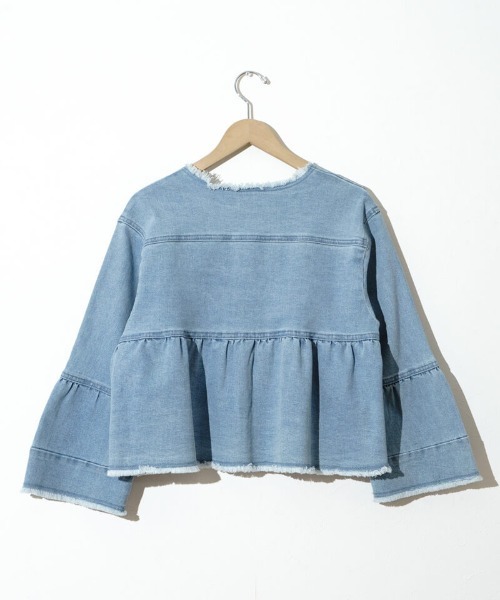 flower（フラワー）の「デニムフレアジャケット2（デニムジャケット・レディース・ブルー/アイボリー・FREE）」の19枚目の写真