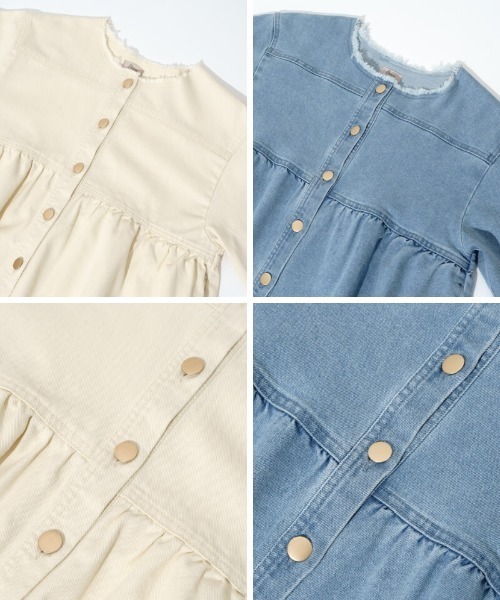 flower（フラワー）の「デニムフレアジャケット2（デニムジャケット・レディース・ブルー/アイボリー・FREE）」の8枚目の写真