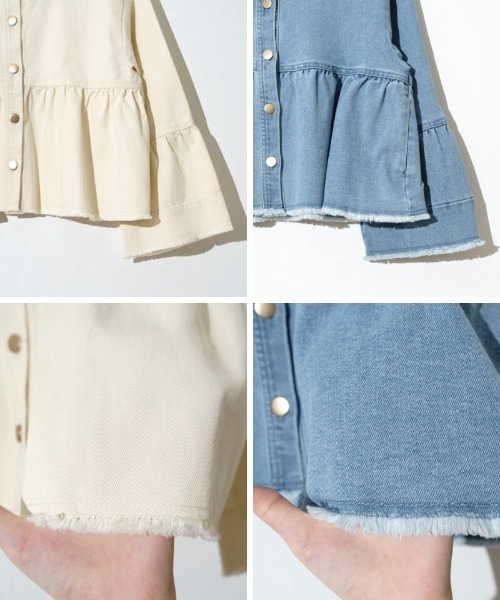 flower（フラワー）の「デニムフレアジャケット2（デニムジャケット・レディース・ブルー/アイボリー・FREE）」の10枚目の写真