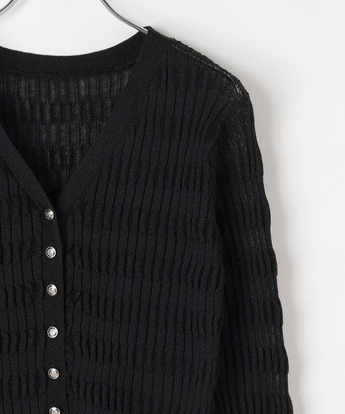 PAGEBOY（ページボーイ）の「シアーリップルニットカーディガン（カーディガン/ボレロ・レディース・グレー/オフホワイト/ブルー/ブラック・FREE）」の9枚目の写真