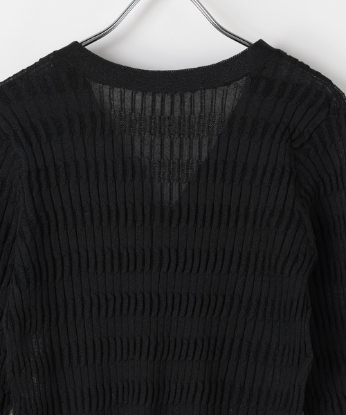 PAGEBOY（ページボーイ）の「シアーリップルニットカーディガン（カーディガン/ボレロ・レディース・グレー/オフホワイト/ブルー/ブラック・FREE）」の8枚目の写真