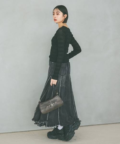 PAGEBOY（ページボーイ）の「シアーリップルニットカーディガン（カーディガン/ボレロ・レディース・グレー/オフホワイト/ブルー/ブラック・FREE）」の18枚目の写真